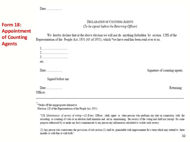 india election 2014 counting plan appointment of agent form