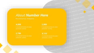 About Number Here
P r e s e n t a t i o n T e m p l a t e
A wonderful serenity has taken
possession. serenity
A wonderful serenity has taken
possession. serenity
4,098
2,798
A wonderful serenity has taken
possession. serenity
2,000
6,132
A wonderful serenity has taken
possession. serenity
 