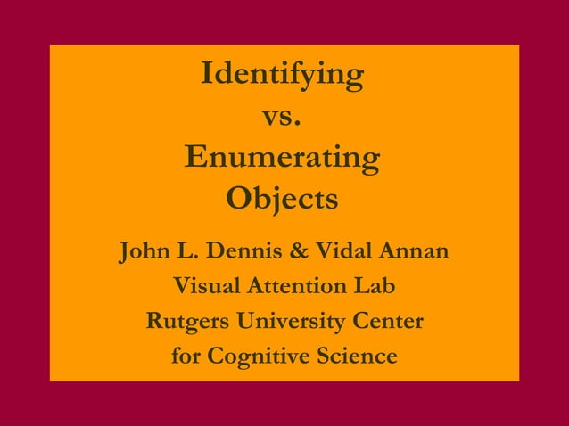 Identifying vs. Enumerating Objects