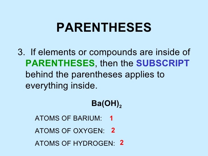 what does parenthesis mean in chemistry
