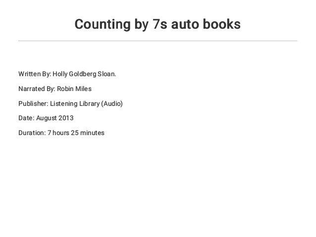 Counting By 7s Auto Books
