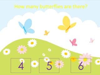 How many butterflies are there?




 4             5
            By Carissa Burkins
                                 6
 