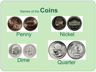 Names of the CoinsPennyNickel DimeQuarter