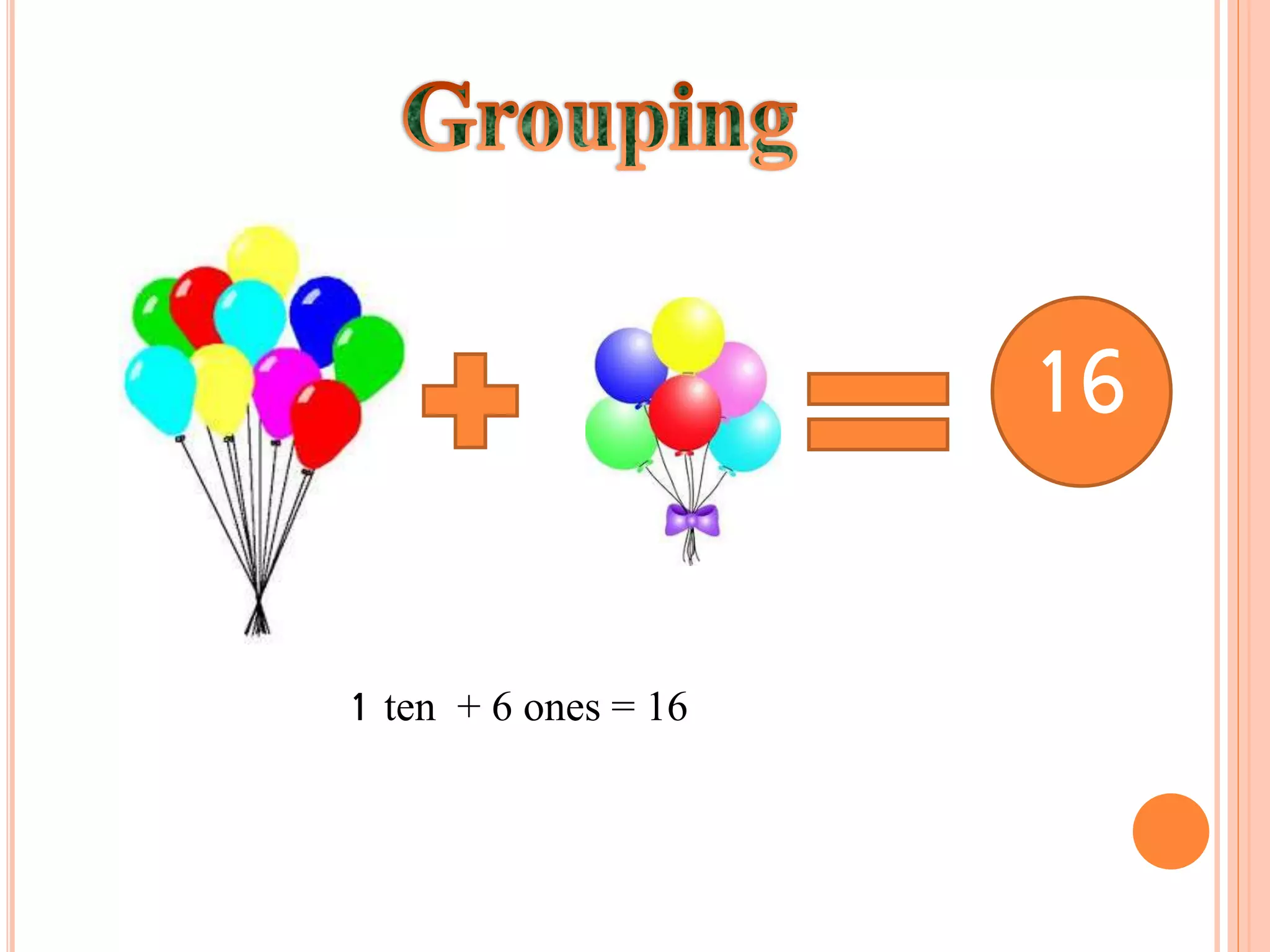 16
1 ten + 6 ones = 16