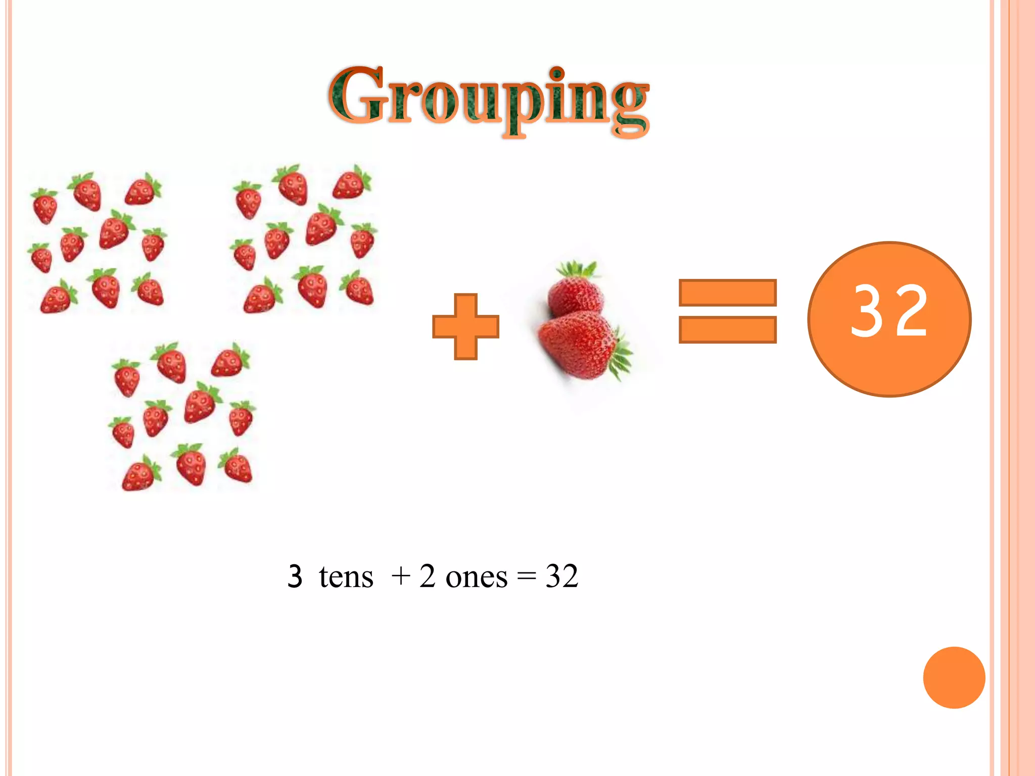 32
3 tens + 2 ones = 32