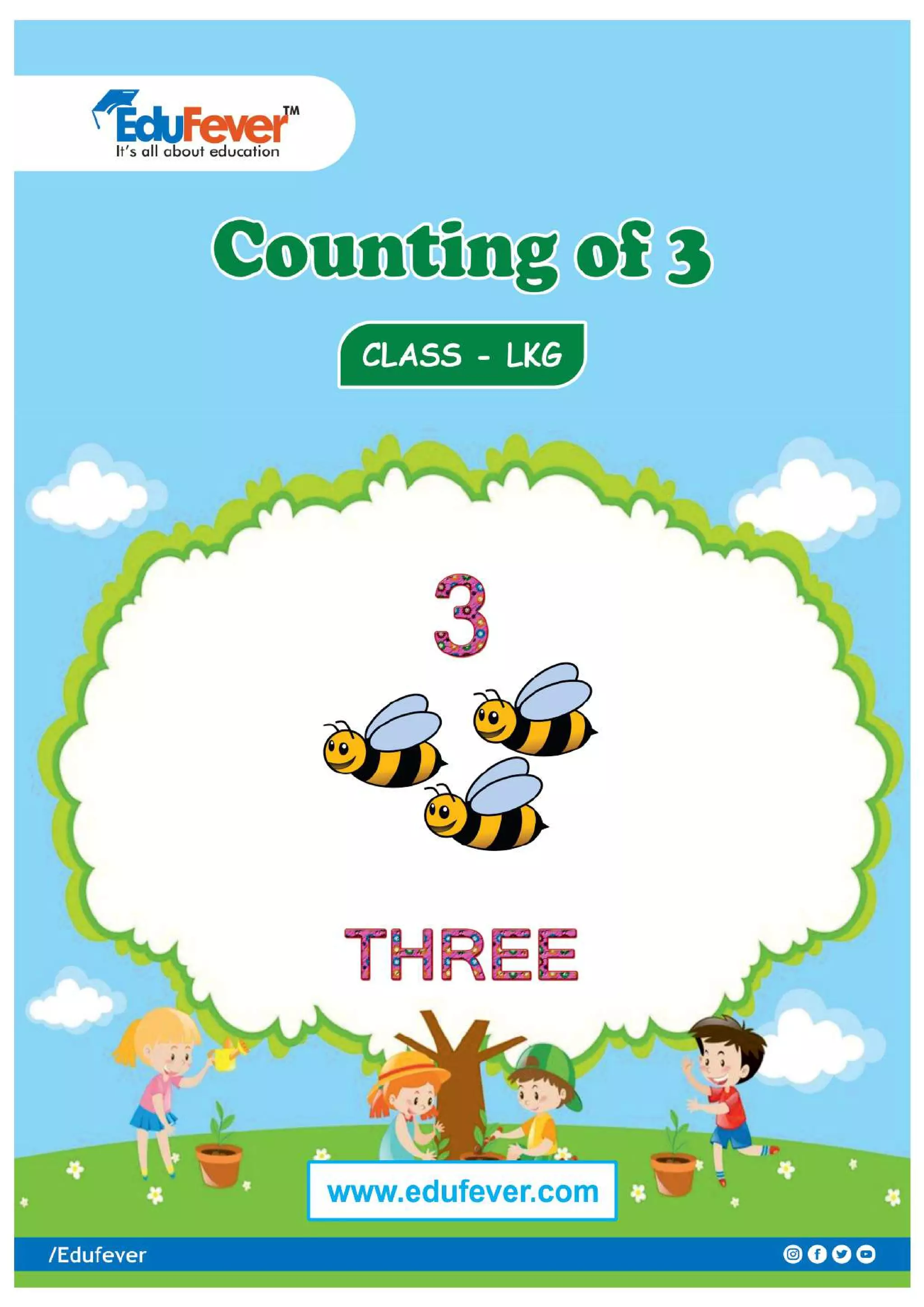 Counting of 3 - LKG Maths Worksheet
