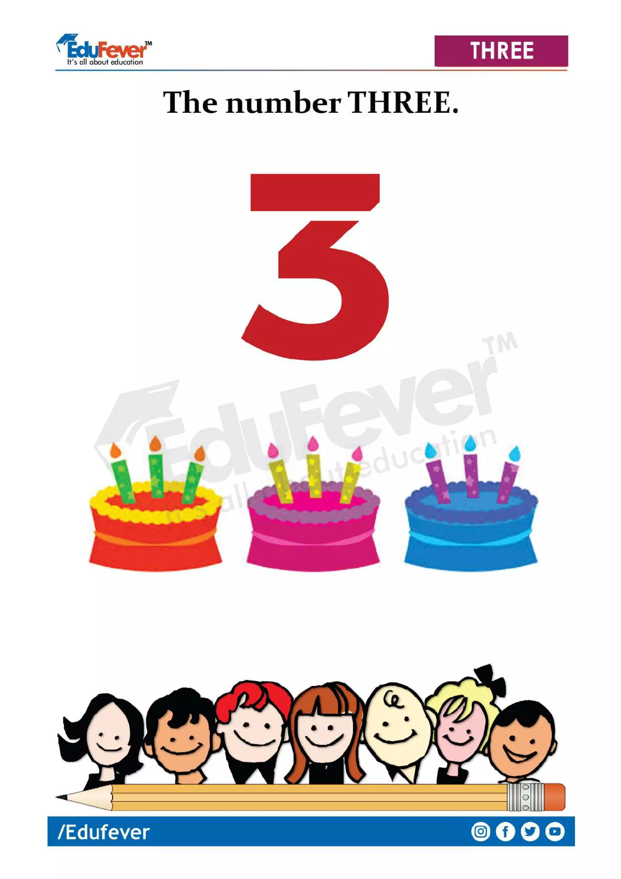 Counting of 3 - LKG Maths Worksheet