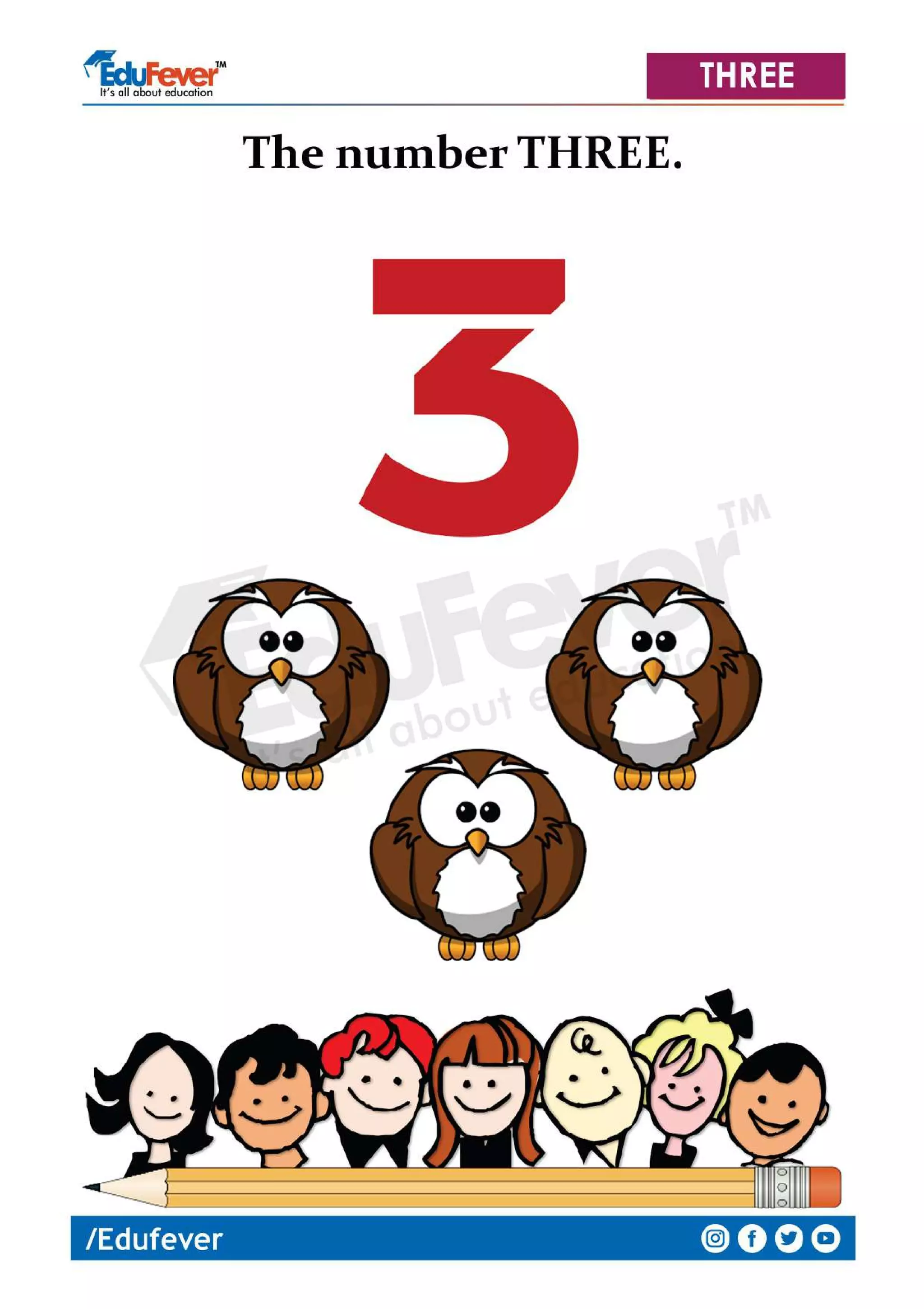 Counting of 3 - LKG Maths Worksheet