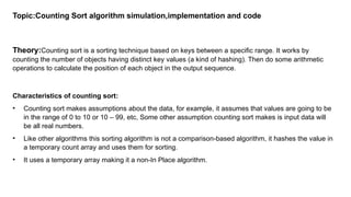 Counting Sort Algorithm for undergraduate students | PPTX