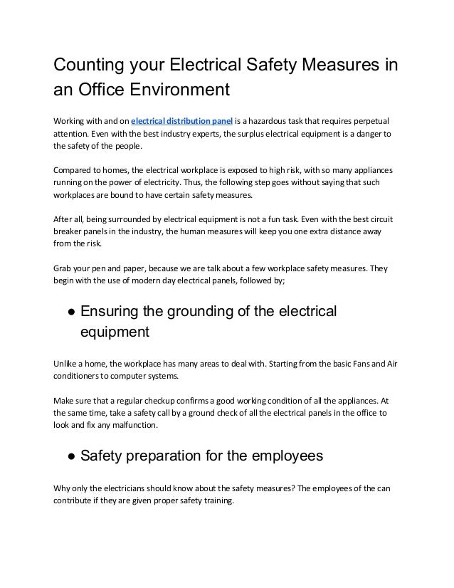 Counting your electrical safety measures in an office environment