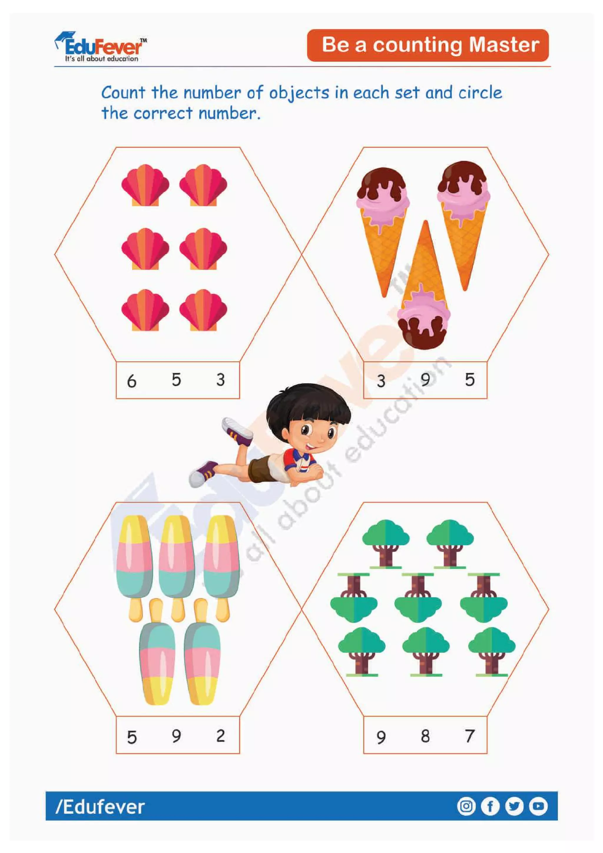 Count Objects in Each Set - UKG Maths Worksheet | PDF
