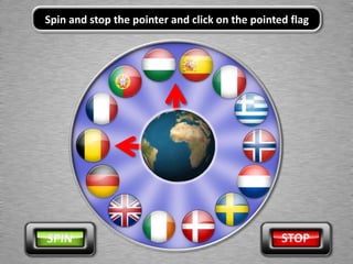 Spin and stop the pointer and click on the pointed flag
 