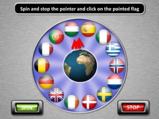 Spin and stop the pointer and click on the pointed flag
 