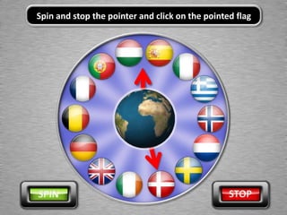 Spin and stop the pointer and click on the pointed flag
 