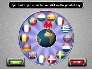 Spin and stop the pointer and click on the pointed flag
 
