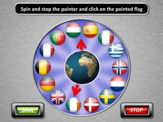 Spin and stop the pointer and click on the pointed flag
 