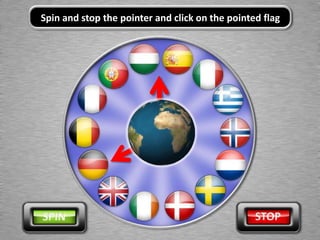 Spin and stop the pointer and click on the pointed flag
 