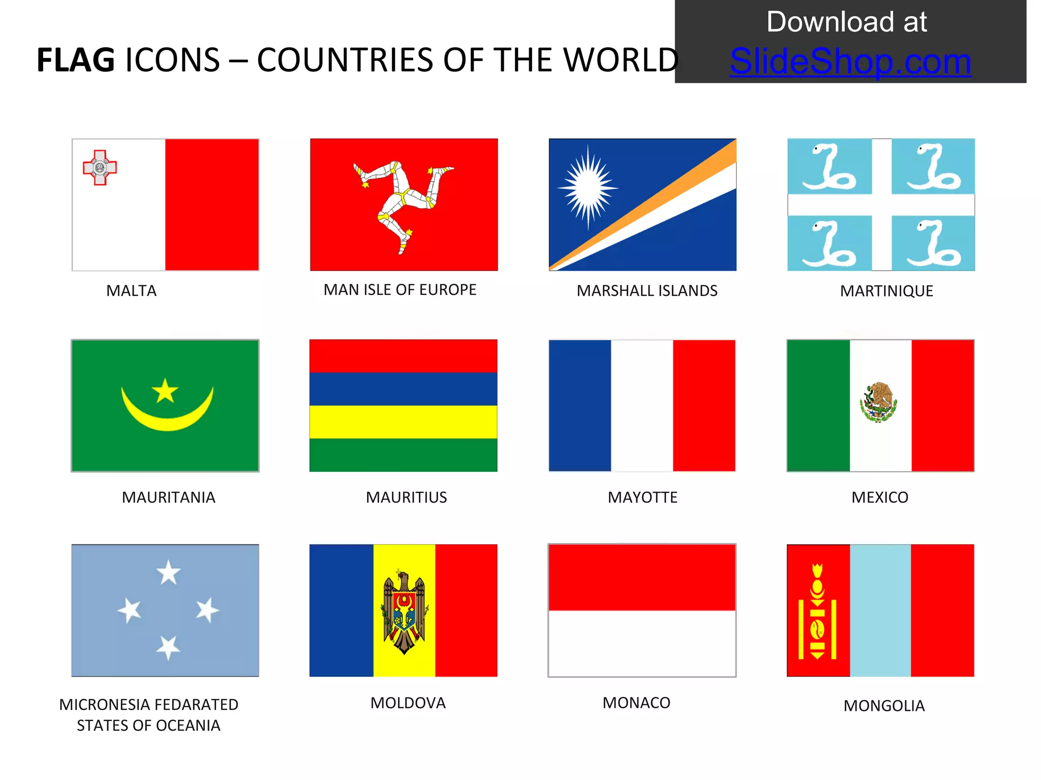 Countries flag icons | PPT