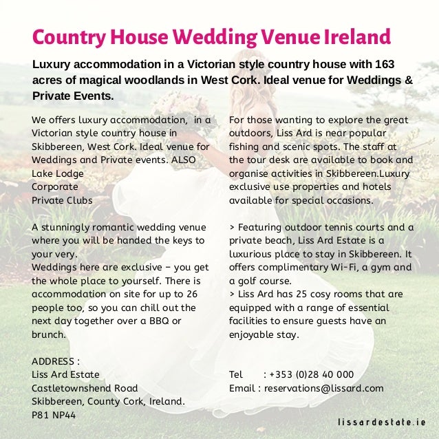 Country House Wedding Venue Ireland Liss Ard Estate