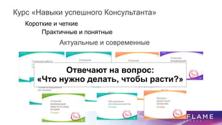 Курс «Навыки успешного Консультанта»
Короткие и четкие
Практичные и понятные
Актуальные и современные
Отвечают на вопрос:
«Что нужно делать, чтобы расти?»
 