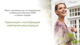 Меры, направленные на поддержание
стабильности бизнеса МЛМ
и прямых продаж
Терминация и последующая
повторная регистрация
 