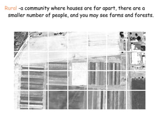 Urban - a large community with many people and large buildings, a city. 