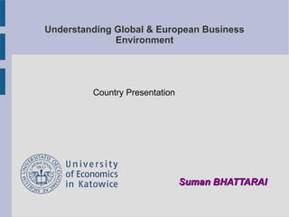 Understanding Global & European Business
Environment
Suman BHATTARAISuman BHATTARAI
Country Presentation
 