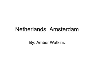 Netherlands, Amsterdam By: Amber Watkins 
