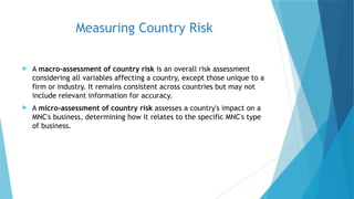 Country Risk Formula Country Risk Analysis (international finance).pptx