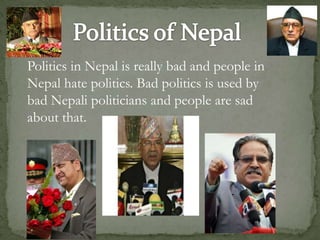  Nepal Employs 80% of the population. Only about 20% of the total area is cultivatable.                                 Another 33% is forested; and most of the rest is mountainous. Rice and wheat are the main food crops. Economy in Nepal