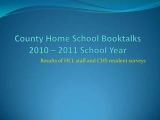 Results of HCL staff and CHS resident surveys
 