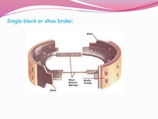 Single block or shoe brake:
 