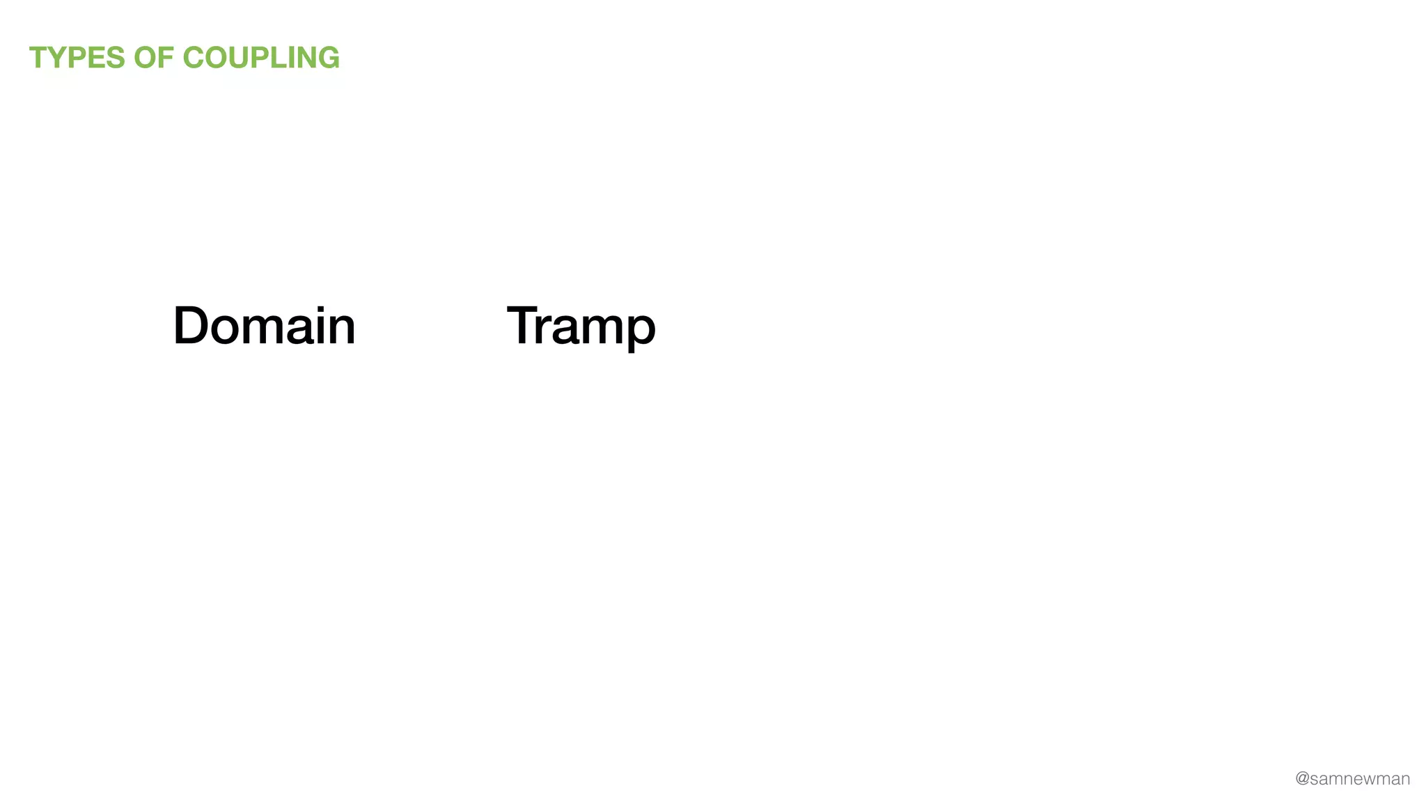 @samnewman
TYPES OF COUPLING
Domain Tramp
 