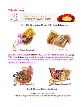 Get 10% Discount on Diwali Gifts from Talash.com
