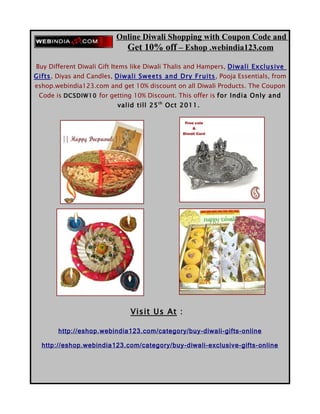Get 10% Discount with Coupon Code for all Diwali Products from Eshop.webindia123.com