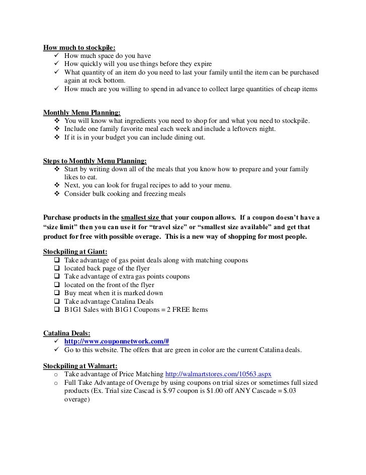 couponing 201 handouts stockpile sale flyer