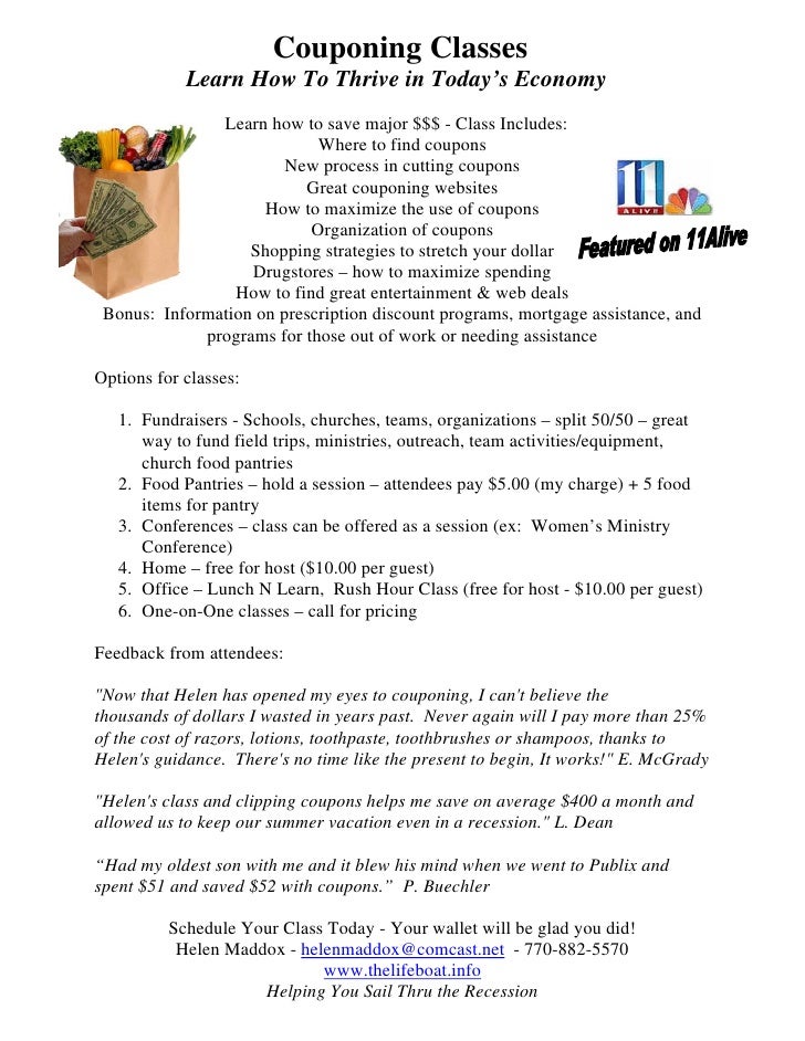 Couponing Classes By Helen Maddox