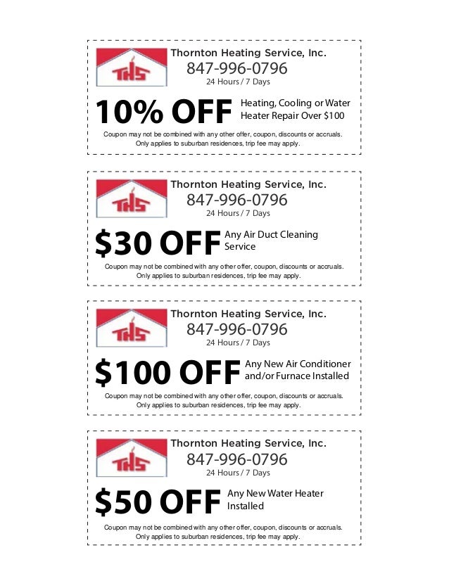 COUPONS & Offers Thornton Heating Services, Inc.