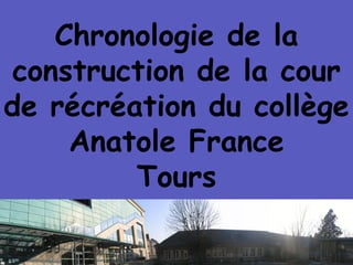 Chronologie de la construction de la cour de récréation du collège Anatole France Tours 