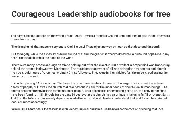 Courageous Leadership Audiobooks For Free - 