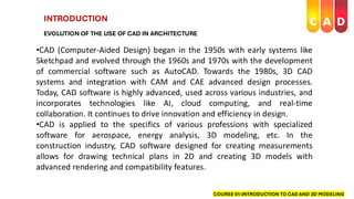 Comprehensive Introduction to CAD and 3D Modeling for Architecture ...