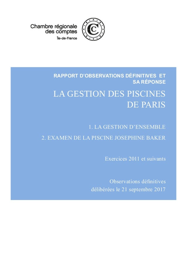 Cour Des Comptes Gestion Des Piscines De Paris