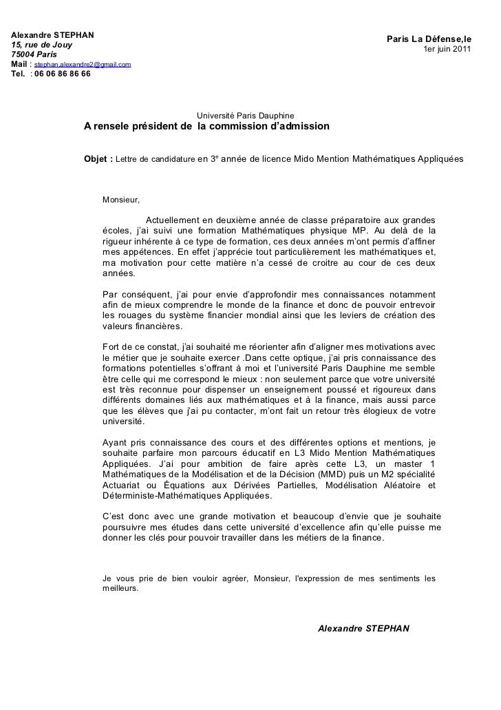 Lettre De Motivation Master Professionnel