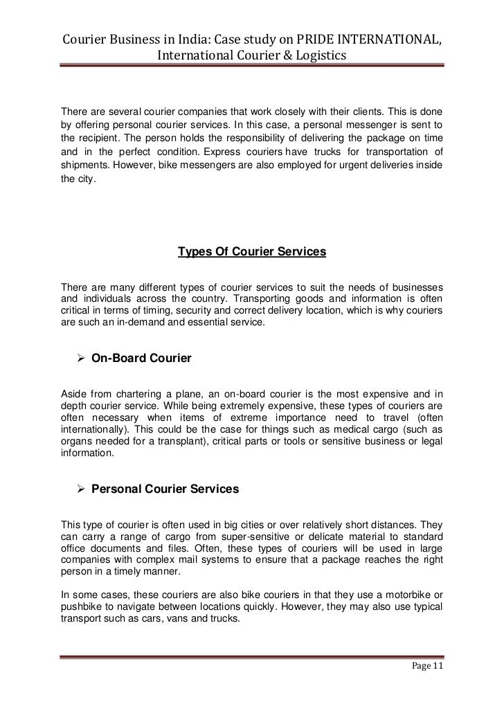 courier service business plan examples