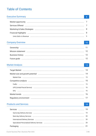 Courier Business Plan Example Upmetrics PDF