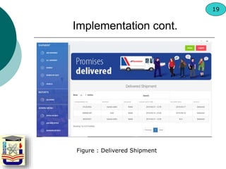 Figure : Delivered Shipment
Implementation cont.
19
 