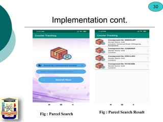 Fig : Parcel Search Fig : Parcel Search Result
Implementation cont.
30
 