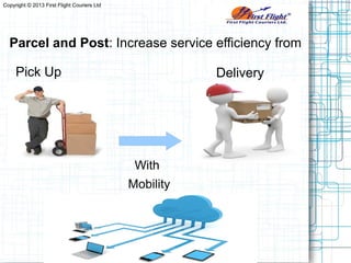 Pick Up
Parcel and Post: Increase service efficiency from
Delivery
With
Mobility
Copyright © 2013 First Flight Couriers Ltd
 