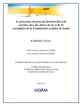 Cournoyer Et Lachance 2014 Le Processus De Prise De Decision Relat