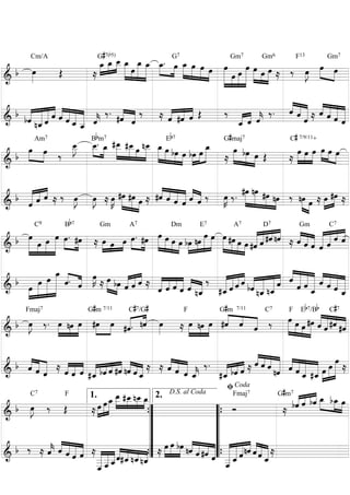 G#7(b5)
            _ _ _ _ _ _ _. »»œ _ »œ œ
             »» »» œ »»»» œ »»»» » »» » »»»»œ »» »»» »œ »»»œ
                   »»»
            »œ »œ _ œ œ »»»œ »œ                                   œ  »                    »J œ »»»
                                                                                              »
                                                       G7                 Gm7          Gm6       F13        Gm7

                                               » » »» »» »»œ »»»œ »»»» »»»»œ »œ »»»»œ ≈ ‰ œ »» œ=
         Cm/A

  b œ
    »»» Œ ≈             » »»» »» »
=============================
&                                                                             »»           »»
                                                          » » » »
                                                  ««« ««««
    « «««««« «
 b bˆ « « « « « « «
    « ««««««
    « _«  ˆˆ«« «        « «‰ ≈ « « « Œ
                    ‰. « «        « «
                               « #ˆ «
                                  « ˆ  ‰ « «   ‰. « « « ≈ « « « «
                                                  ««« ««««
                                                  ˆ«ˆ« ˆ««  ˆ «=
      ««
& « nˆ ˆ
      «
      «       ˆ__ x
                ˆ«
                «_«
                  ˆ
                       #ˆ «
                        « «
============================= «
                          ˆ    ˆ
                               « «         « x
                                         « «
                                         _ˆ
                                         «
                                         ˆ            «
                                                      ˆ       ˆ«ˆ
                             B b m7                    b7                 #                      # 7/9/11
              _ _. _ #_ #_ »œ n_ _ œ
                J »»» » œ œ œ »»»
              »_ œ
    »»»œ »œ ‰ »»»
                        »»» »» »»
                œ _ »»œ _ _ _ œ »                          »_œ
                          »» »» »» »»» »» »»» bœ œ bœ »»œ »»»»    »»œ bœ        »œ »œ »œ »»œ »œ »œ
          Am7                                E                 G maj        C      7    +

          »»                                   »»» »» »» »             » »
  b
=============================
&                                                   » »        ≈ »» »»» œ Œ
                                                                         »» ≈ »»» »» »»» » »» »» =


   «««                            ««« «               #œ nœ »
                                                         » »
 b « « « ≈ ‰ œ »J ≈ œ #œ #œ »œ ≈ #ˆ « « « « « ‰ œ ‰ . »»»» »»»» #œ nœ ‰ nœ »œ ≈ »œ #œ=
   «««
   ««ˆ ˆ     »J »»œ »K »»»» »»» »
              »»     »»
=============================
& «ˆ
                                  ««« «« «
                                  «ˆ« «ˆ «
                                      ˆ « ˆ
                                        ˆ       »K
                                                 »»              »»» »»» »»»     »» »»» ≈
                              » »                                          » »»
                    Bb 7
                                                                                             « « «« ««««
                                                                                        « « #ˆ nˆ « « « « « ˆ ˆ
                                               œ »»
                                                  »                 »œ         »»» » « « « « ˆ « « « « « «
 b »»»»œ œ œ œ »»»œ . #œ ≈ »œ »»œ »»»œ »œ . #œ »»»» œ »œ œ bœ nœ »»»» œ »»»»œ #œ »»œ œ #ˆ « « « ≈ « « ˆ « « «=
          C9                             A7                     E7            A7       D7                    7


             »»» »»»»                                           »»» »»»»
                                Gm                     Dm                                          Gm      C

                       »»»              »» »»»                                                                «
         »»» » »            »»
=============================
& »»                                                »» »» »» »»
                                                           » »             » » » »»
                                                                                        ««
                                                                                        «ˆ
                                                                                        «           ˆ« «« «
                                                                                                      « ˆˆ
                    »
                                                                                    ««
                  »»»œ »»»»» « . « œ ≈ »œ bœ « « « ≈ « « « « « « ‰ « « « « « « « « « « « « « « « «
                       _   œ
                             « « K »» » « « « « « « « «
                                   »»»                               ««« « « «« « « « « « « « «
                                                                   «««ˆ « « «ˆ ˆ « « « ˆ « « «
& b »»»œ »»»»»œ »»» »» « «   ˆ ˆ
=============================_          » »» « « « « « « « « n_ #_ « « « bˆ n_ n_ « « « _ « « «=
                                             ««ˆ « «ˆ« ˆ «
                                             ˆˆ      ˆ ˆ ˆ «   «
                                                               ˆ   ˆ«ˆ « ˆ «
                                                                   «ˆ
                                                                   «
                                                                   «         « «
                                                                             « ˆ
                                                                             «       ˆ«« ˆ««
                                                                                       ˆ««
                                                                                         ˆ     ˆ««
                                                                                                 ˆ
                            G#m 7/11     C#7/G#                        G# m                        Eb7/Bb   C#7
                               « « »                   « «    »»» » »» « « « «
  b »J ‰ . »»»œ nœ »œ #œ »»»œ #ˆ . nˆ œ ≈ »»»œ nœ »œ #ˆ « « ‰ œ œ œ #œ « « #ˆ =
                               « « »            »»» »» « « «                   ˆ« « «
       Fmaj7                                                F                 7/11     C7    F

&
      œ
             »
                 »»» »» »»»
============================= «
     »»               »
                               « « »
                               «            »        »
                                                       « ˆ «
                                                           «
                                                           ˆ    »» »»» »»» »»» « « « #ˆ
                                                                               «ˆ «

                                                                                    ««« « « «
    «««
  b ˆ « « ≈ « « « « « « #ˆ nˆ « « ≈ ≈ « « « «
    «««
    «««          « « « bˆ « « « « «
               « « « #_ « « « « ˆ _        « «««
                                                       « « « ‰.
                                                       «« « «
                                                       ˆ« «                   « « « « « « « « « « » »œ ≈
                                                                          « bˆ « ≈ « « « nˆ « « « « »œ »œ »»»» =
                                                                                    ˆ ˆ «
                                                                          « « ˆ ˆ « « ˆ « _ #_ » »» »
        ˆˆ     « « ˆ « «ˆ
=============================
&              ˆˆ «    ˆ                         «
                                                 ˆ        ˆ ˆ_  k
                                                                ˆ
                                                                «         « ««
                                                                         #_
                                                                          «
                                                                          ˆ                      ˆ« «
                                                                                          « «« ˆ » ˆ « «
                                                                            ﬁ Coda7
                      1. _ _ #_ n_ _ 2.»œ »»œ »»œ »»                                      G # m7 « « «
                         »œ »œ »»» »œ _ _ _ œ
                                        »»» » » »                                                « « « »»»œ »»»œ
                                                                                                bˆ « bˆ _ b_ »»»œ
                                                                                                 «ˆ «
     C  7      F                                        D.S. al Coda         Fmaj
     »J ‰ Œ
  b »»œ               ≈   »» »»»                                             Ó              ≈
=============================
&                                                    {
                                                     ”                 “{                                       =
                                                     ”                 “
             « ««                                    ”                 “
           « ˆ «« «                                     »œ bœ « « « « “ « « « nˆ « « «
    ‰ ≈ « « « « « ≈ « « « « « « ” ≈ »»»œ »»» »»» nˆ ˆ #ˆ « « « « « « « « ≈
                                                               «« ««              «
&b         ˆ
           « « «« «
           k ˆ « « « « « « « « «”                              « « « « “{ « « « « « « «
                                                                  « « « __ « ˆ « _
                 ˆ ˆ _ _ _ « #_ n_ n_{
=============================
                           « __ˆ « « «
                         __ «
                           «ˆ    «« ˆ ˆ «
                                 «   ˆ             ˆ                       ««
                                                                      ˆ _ˆˆ ˆ«
                                                                           ««
                                                                           ««         ˆ
                                                                                      «                         =
                         _«
                         _ «
                           ˆ
                           «                                              _«
                                                                           ˆ
 